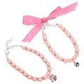 A Necklace Beaded Necklaces 2 Pcs Cute Cat Collars Pet Ring Girl Kitten Pink Alloy