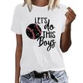 VBARHMQRT Summer Womens V Neck T Shirts Plus Size Women Short Sleeve Round Neck Baseball Print Football Printing T Shirt Top Flowy Tops for Women Womens Dressy Tops and Blouses