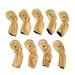 9PCS Golf Club Head Cover PU Waterproof Double Sided Embroidery Protective Golf Head Cover for Training White and Gold