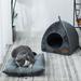 Brother Teddy Cat Houses for Indoor Cats Soft Bed for Dog and Cat Cat Nest Puppy Plush Nest Critter Hut Cave Pet Nest Lounger Kitten Warm Bed Pet Supplies Pet Cave House Pet Bed Dark Gray M