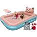 Foldable Toddler Air Bed Kids Travel Bed Toddler Air Mattress Kids Air Bed Toddler Travel Bed Inflatable Air Bed Blow Up Air Bed Inflatable Kids Air Mattress (Pink Blue)
