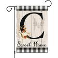 Fall Monogram Letter M Initial Gard Flag 12x18 Double Sided Burlap Small Vertical Welcome Pumpkin Initial Family Last Name Personalized Sweet Home Flag Outdoor ration (ONLY FLAG)