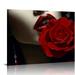 Nawypu Red Lips Woman Canvas Wall Art Fashion Girl with Rose Picture Prints Abstract African American Female Painting Black Posters Framed Artwork Home Decor Ready to Hang