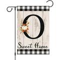 Fall Monogram Letter M Initial Gard Flag 12x18 Double Sided Burlap Small Vertical Welcome Pumpkin Initial Family Last Name Personalized Sweet Home Flag Outdoor ration (ONLY FLAG)