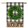 Welcome Spring Gard Flag for Outside Buffalo Plaid Boxwood Wreath Small Yard Flag Spring Seasonal Summer rs for Outdoor Farmhouse Holiday 12x18 Double Sided