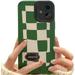 for iPhone 11 Case Leather Grain Cute Luxury Vintage Lattice Pattern Silicone Phone Case Accessories Camera Protection Shockproof Anti-Fall Cellphone Case Green 6.1