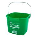 RW Clean 8 Qt Square Green Plastic Cleaning Bucket - with Stainless Steel Handle - 9 3/4 x 9 3/4 x 7 1/2 - 1 count box