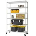 LLBIULife Famiworths6-Tie Metal Shelves 48 x 18 x 72 Wire Shelving Unit w/Wheels 6000 LBS Heavy Duty Industrial Utility Steel Rack NSF UltraDurable Organizer Racks fo