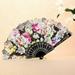 Kadxy Bronzing Rose Printed Women s Folding Fan Spanish Plastic Bone Hand Fan Chinese Dance Fan Wedding Party Cosplay Home Decor Craft(Black)