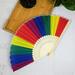 Sueyeuwdi Art Supplies Portable Fan Rainbow Hand Held Folding Fan Dance Fan for Wedding Themed Parties Decoration Home Decor Room Decor 21*10*1cm