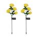 Outoloxit Solar Garden Lights - 4 Head Floral Sway Light Solar Light-Solar Sway Lights- Sway with The Wind- Solar Outdoor Lights- Solar Garden Decorative Lights- Patio Ya Yellow