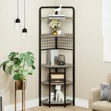 2024 New Corner Shelf 70.9 Inch Tall Corner Standing Shelf 5 Tier Metal Corner Room Shelves Industrial Display Rack Corner Storage Shelf Rack for Living Room Bedroom Home Office Kitchen