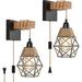 Plug in Wall Sconces Set of Two Farmhouse Wall Lamp with Plug in Cord Black Hanging Lamps That Plug into Wall Outlet Rustic Wall Mount Light Fixtures for Bedroom Living Room