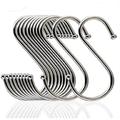 NOGIS Heavy Duty S Hooks Stainless Steel S Shaped Hooks for Hanging Kitchenware Pan Pots Utensils Closet Clothes Bags Towels Plants Kitchen Hooks Hanger 3 inch(6 PCS)