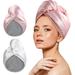 Microfiber Hair Towel Wrap Turban: 2Pack Drying Hair Twist Head Towels for Women Girls Curly Long Thick Wet Plopping Hair Quick Rapid Dry Anti Frizz Absorbent (Pink/White)