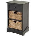 TJUNBOLIFE Teal Malibu 3-Drawer Night Stand with Wicker Baskets