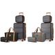 Six Piece Travel Luggage Set, Black and Brown