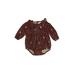 Carter's Long Sleeve Onesie: Brown Batik Bottoms - Size 6 Month