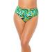 Plus Size Women's Faux Tortoise Shell Ring Bikini Bottom by Swimsuits For All in Groovy Green Leaves (Size 20)