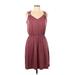 Shein Cocktail Dress - Mini V Neck Sleeveless: Burgundy Dresses - Women's Size Large