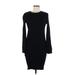 Lauren by Ralph Lauren Casual Dress - Bodycon Crew Neck Long sleeves: Black Solid Dresses - Women's Size Medium