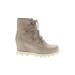 Sorel Ankle Boots: Combat Wedge Casual Gray Print Shoes - Women's Size 7 - Round Toe