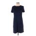 7th Avenue Design Studio New York & Company Casual Dress - Shift: Blue Solid Dresses - Women's Size Small