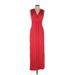 Neiman Marcus Cocktail Dress - Formal V Neck Sleeveless: Red Solid Dresses - Women's Size Medium