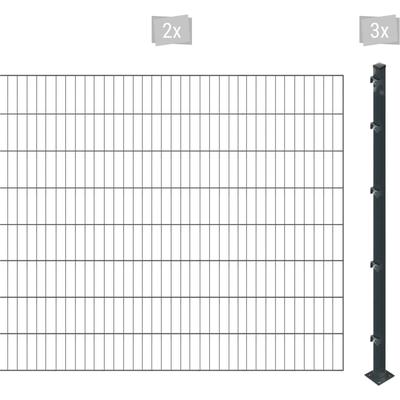 Einstabmattenzaun ARVOTEC "ESSENTIAL 160 zum Einbetonieren", grau (anthrazit), H:160cm, Stahl, Kunststoff, Zaunelemente,