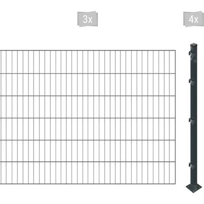 Einstabmattenzaun ARVOTEC "ESSENTIAL 120 zum Einbetonieren", grau (anthrazit), H:120cm, Stahl, Kunststoff, Zaunelemente,