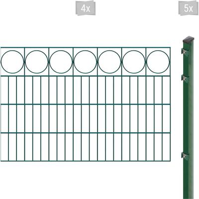 Doppelstabmattenzaun ARVOTEC "EXCLUSIVE 80 zum Einbetonieren "Ring" mit Zierleiste", grün (dunkelgrün), H:80cm, Stahl, K