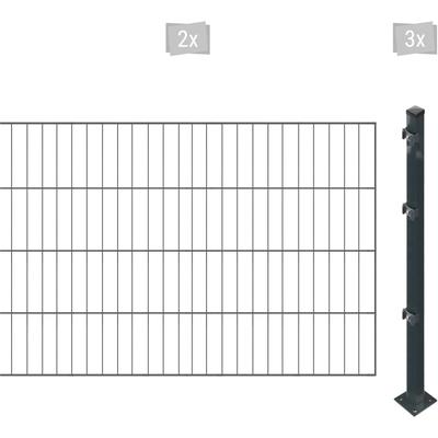 Einstabmattenzaun ARVOTEC "ESSENTIAL 80 zum Einbetonieren", grau (anthrazit), H:80cm, Stahl, Kunststoff, Zaunelemente, Z