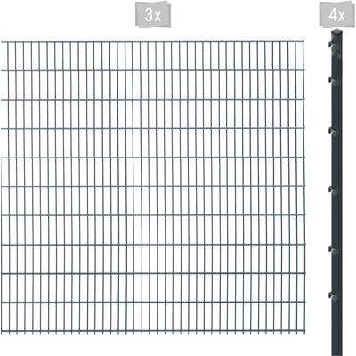 Doppelstabmattenzaun ARVOTEC "ESSENTIAL 203 zum Einbetonieren", grau (anthrazit), H:203cm, Stahl, Kunststoff, Zaunelemen