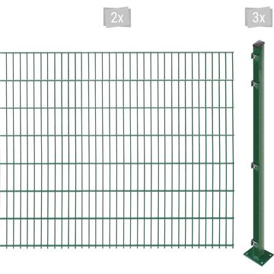 Doppelstabmattenzaun ARVOTEC "EASY 143 zum Aufschrauben", grün (dunkelgrün), H:143cm, Stahl, Kunststoff, Zaunelemente, Z