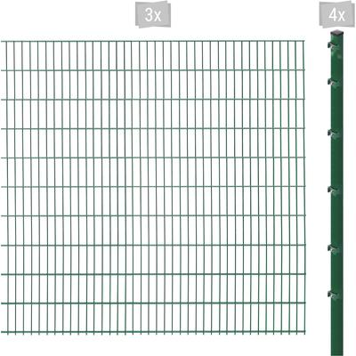 Doppelstabmattenzaun ARVOTEC "ESSENTIAL 203 zum Einbetonieren", grün (dunkelgrün), H:203cm, Stahl, Kunststoff, Zauneleme