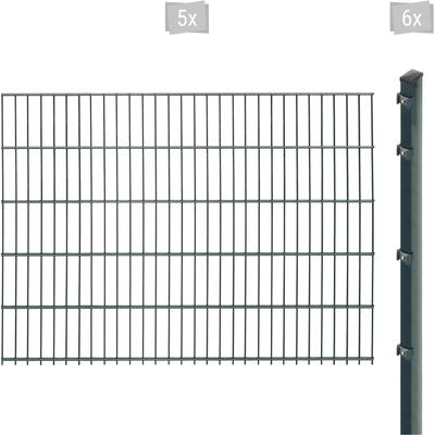Doppelstabmattenzaun ARVOTEC "EXCLUSIVE 103 zum Einbetonieren", grau (anthrazit), H:103cm, Stahl, Kunststoff, Zaunelemente, Zaunhöhe 103 cm, Zaunlänge 2 - 60 m