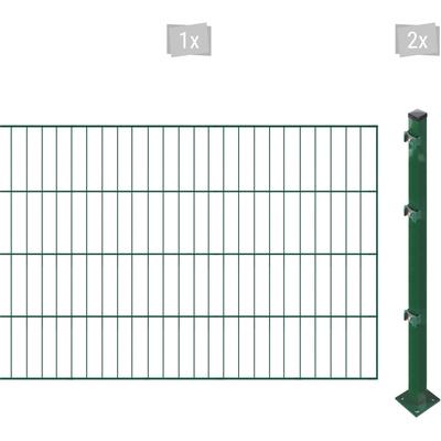 Einstabmattenzaun ARVOTEC "ESSENTIAL 80 zum Einbetonieren", grün (dunkelgrün), H:80cm, Stahl, Kunststoff, Zaunelemente, 