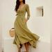 Free People Dresses | Free People Perfect Solution Lace-Up Smocked Gauze Full Skirt Maxi Dress Xl | Color: Green | Size: Xl