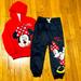 Disney Matching Sets | Minnie Mouse Disney Hoodie Jacket & Pant Set Nwt 5-6y | Color: Black/Red | Size: 5-6y