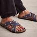 Free People Shoes | Free People Blue Leather Wildflower Crossband Embroidered Slide Sandals 39 8.5 | Color: Blue/Gray | Size: 8.5