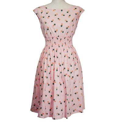 Kate Spade Dresses | Kate Spade Blaire Baby Pink Pineapple Motif Retro 50s Full Swing Dress | Color: Pink/Yellow | Size: M