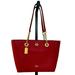 Coach Bags | Coach Red Pebbled Leather Turn Lock Tote Bag Nwt | Color: Red | Size: Os