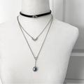 Jessica Simpson Jewelry | 6/$30 Jessica Simpson Triple Strand Sparkle Choker Black And Silver Necklace | Color: Black/Silver | Size: Os