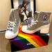 Converse Shoes | Converse Chuck 70 De Luxe Heel Pride High Top Silver Glitter Sneaker Size 10 Nib | Color: Silver/White | Size: 10