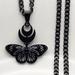 Free People Jewelry | Goth Butterfly Crescent Moon Necklace | Color: Black | Size: Os