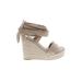 Wedges: Ivory Solid Shoes - Women's Size 36 - Open Toe