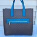 Michael Kors Bags | Michael Kors Mk Kenly Large Logo Tote Bag - Lagoon | Color: Blue/Brown | Size: 14.25”W X 14”H X 5.5”D