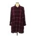 Old Navy Casual Dress - Shift High Neck 3/4 sleeves: Burgundy Print Dresses - Women's Size X-Large