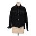 Zara Denim Jacket: Short Black Print Jackets & Outerwear - Women's Size Medium