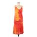 Lascana for Venus Casual Dress - DropWaist V Neck Sleeveless: Orange Print Dresses - Women's Size Medium